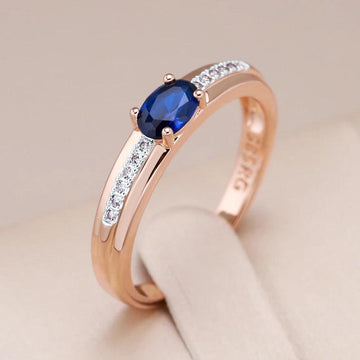Latest Luxury 14K Rolled Rose Gold in Silver Colour Blue AAA Zircon Ring For Women - Daily Fine Vintage Jewellery
